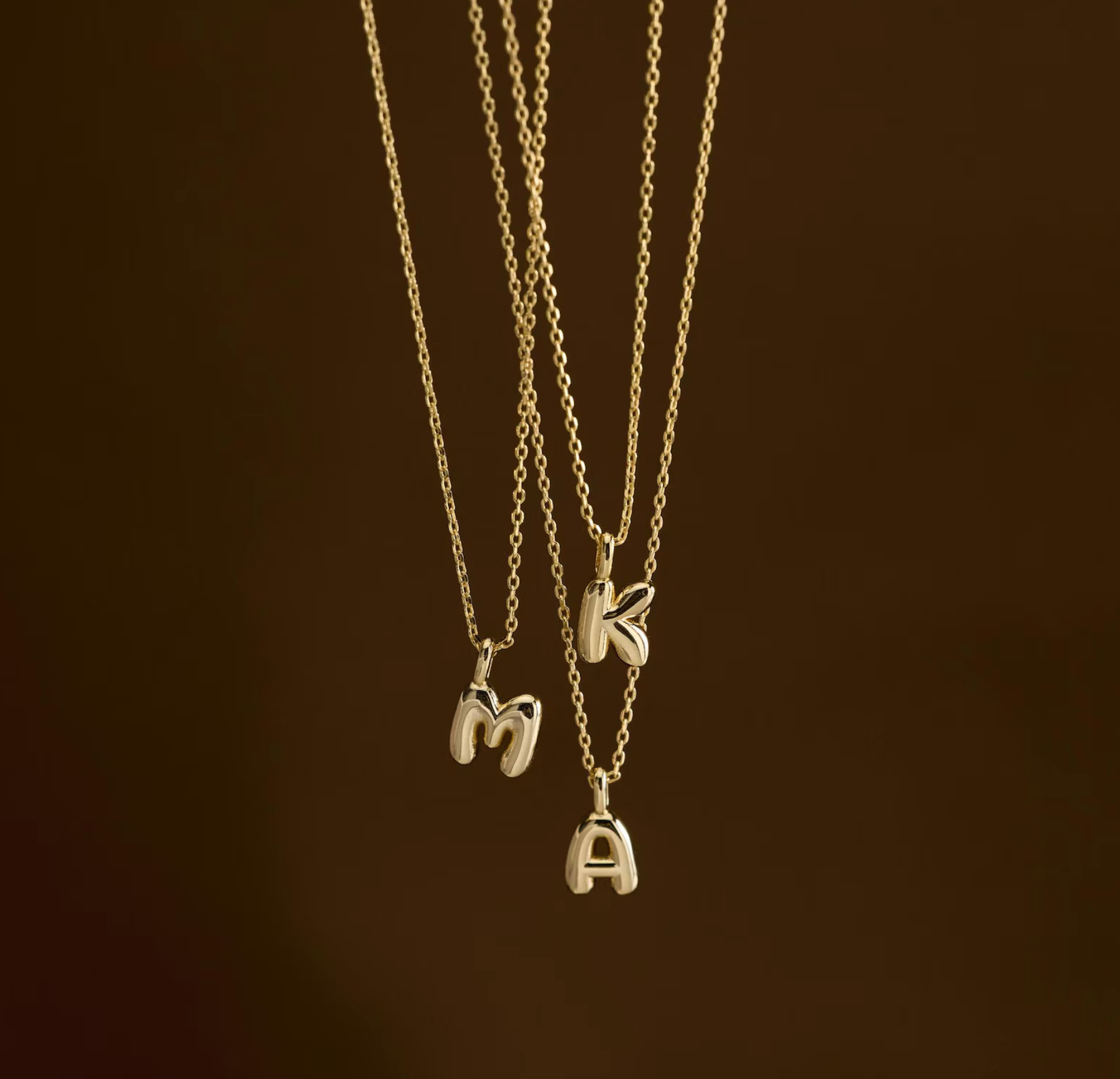 Custom Bubble Initial Necklace | 18K Gold Plated | Personalised Letter Pendant |