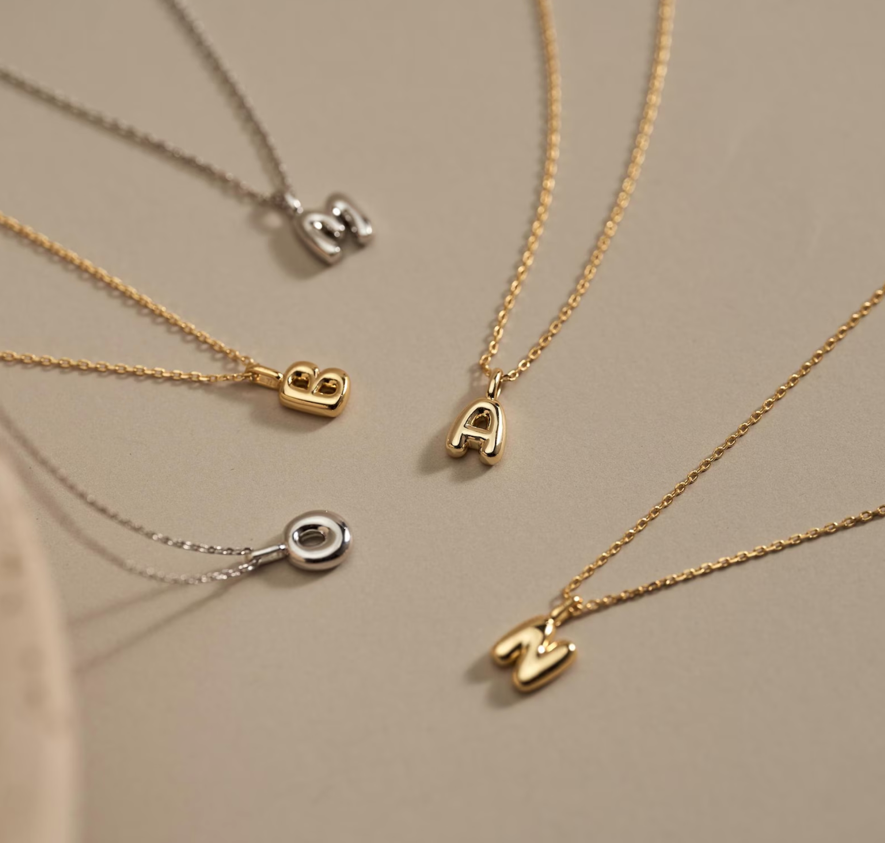 Custom Bubble Initial Necklace | 18K Gold Plated | Personalised Letter Pendant |