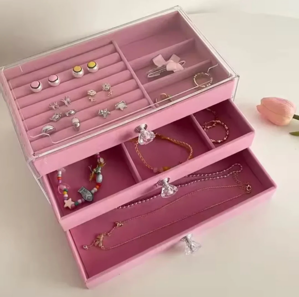 3 Layers Jewellery Box – Elegant Organizer for Rings, Earrings & Necklaces | Luxury Gift for Women