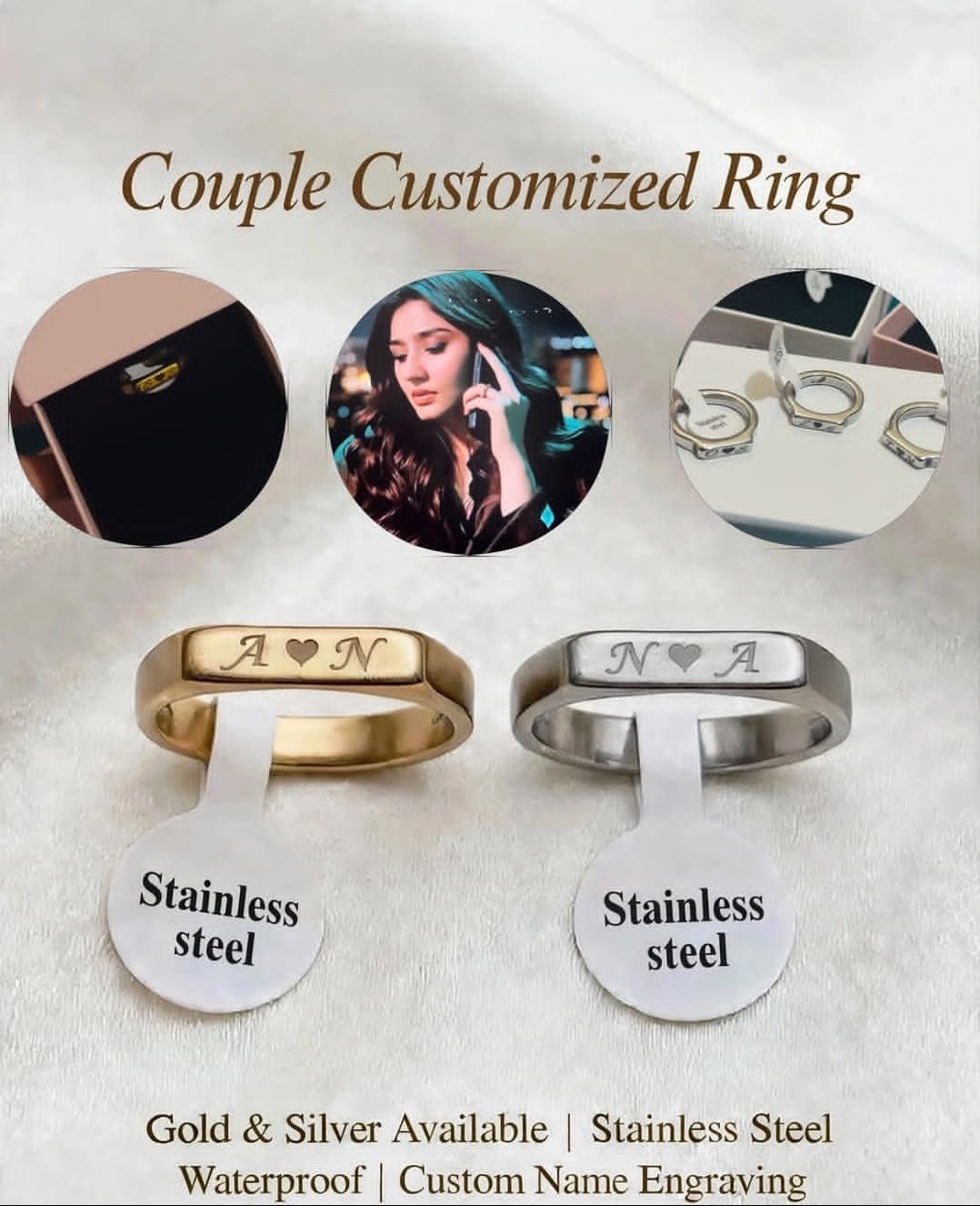 Customisable Gold Bar Ring | Stainless Steel | Tarnish Free