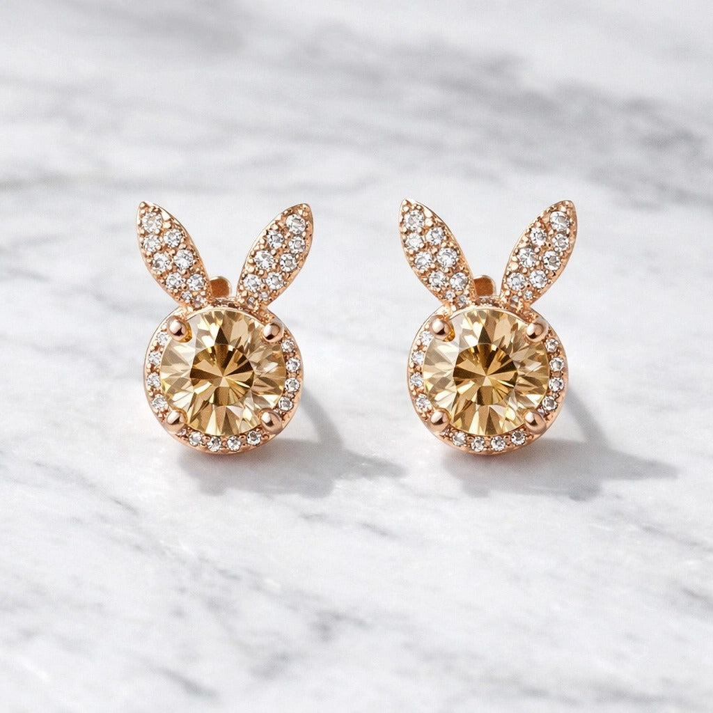 Crystal Bunny Stud Earrings