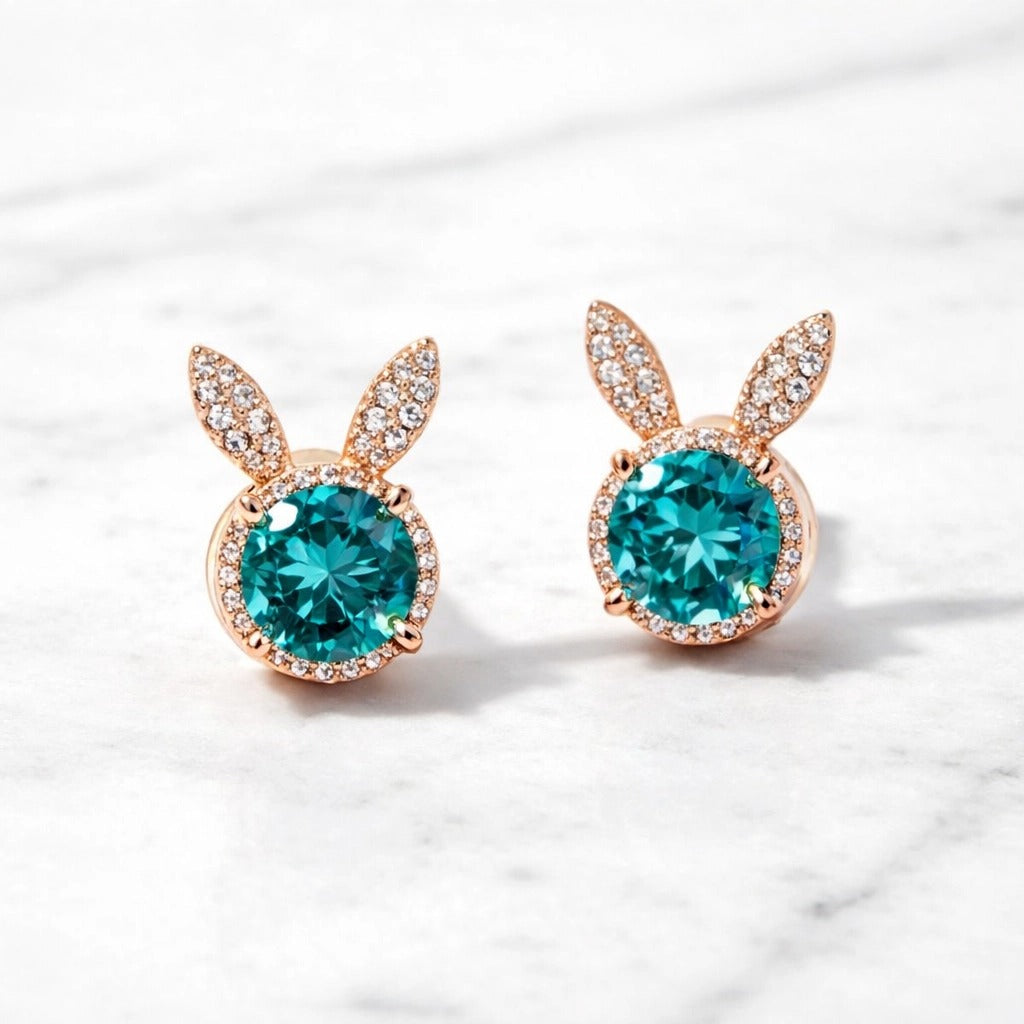 Crystal Bunny Stud Earrings