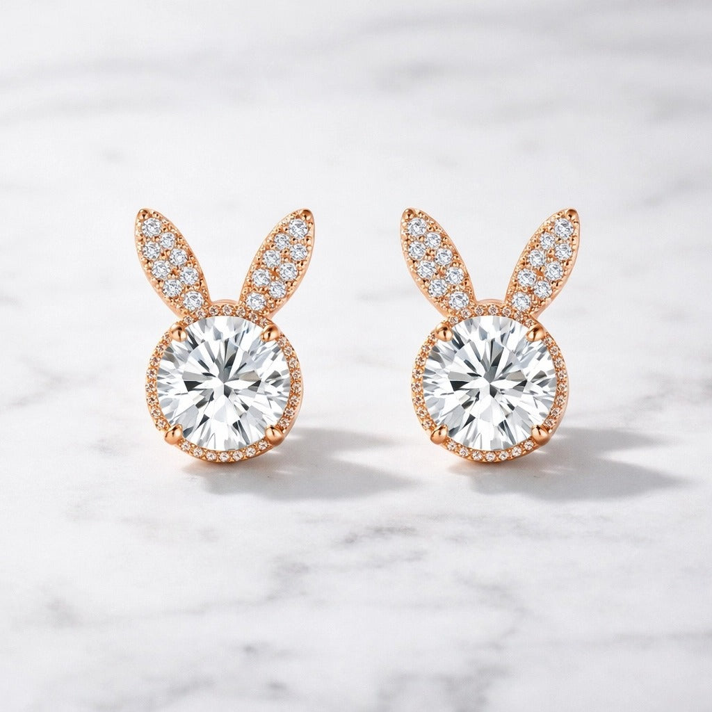 Crystal Bunny Stud Earrings