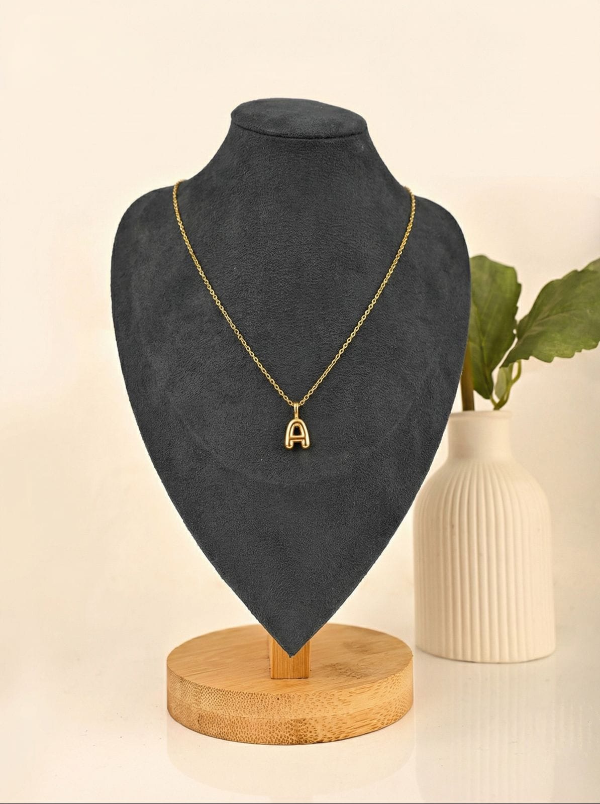 Custom Bubble Initial Necklace | 18K Gold Plated | Personalised Letter Pendant |