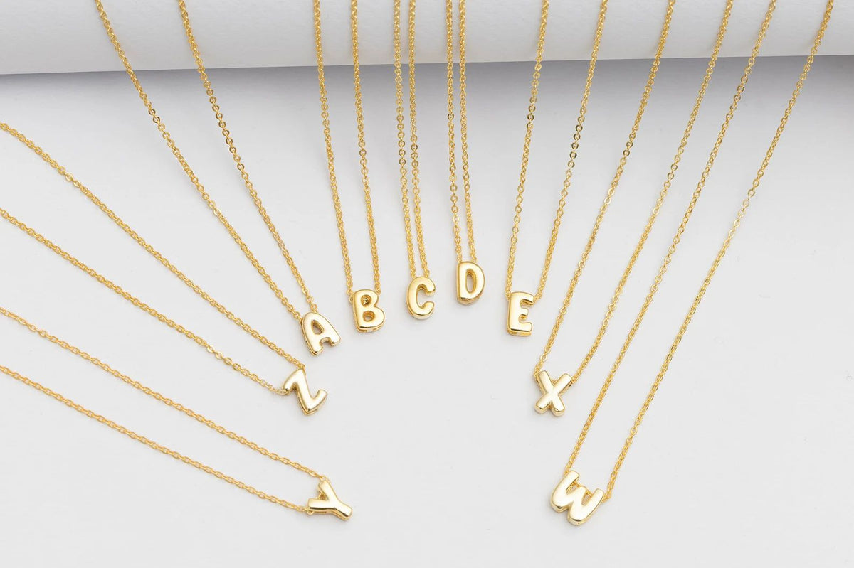 Custom Bubble Initial Pendant | 18k Gold plated | Tarnish free | Stainless steel