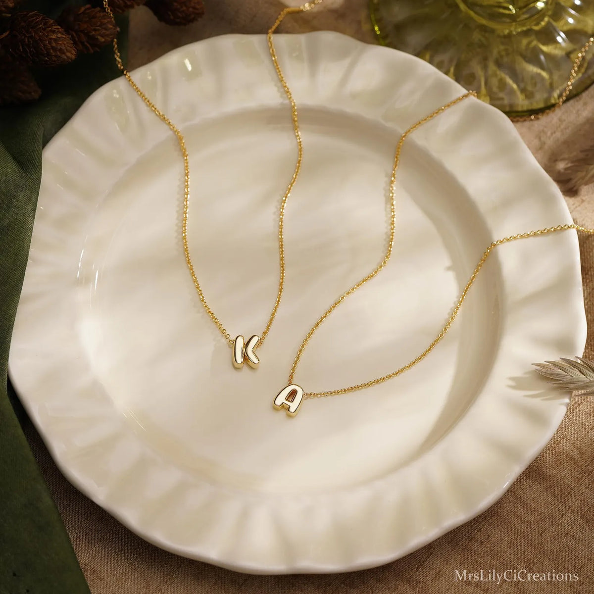 Custom Bubble Initial Pendant | 18k Gold plated | Tarnish free | Stainless steel